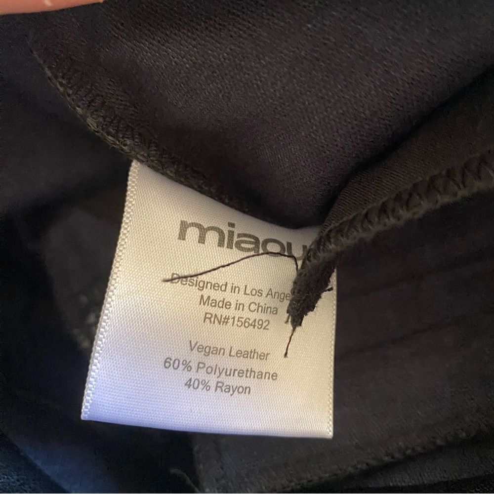 Miaou Jet Pant black faux leather stitched straight leg zippers FWRD $395 S - Picture 8 of 14